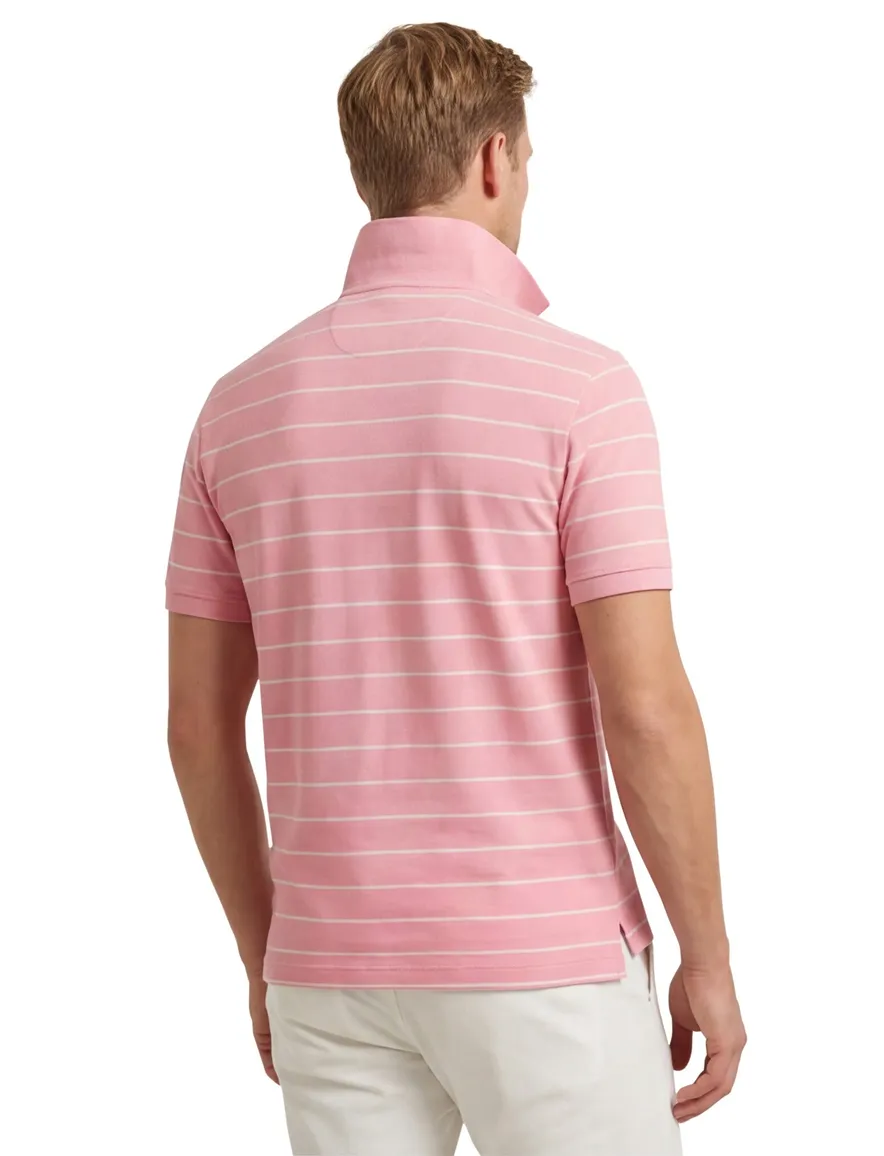 Gant polo roze en creme gestreept katoen pique