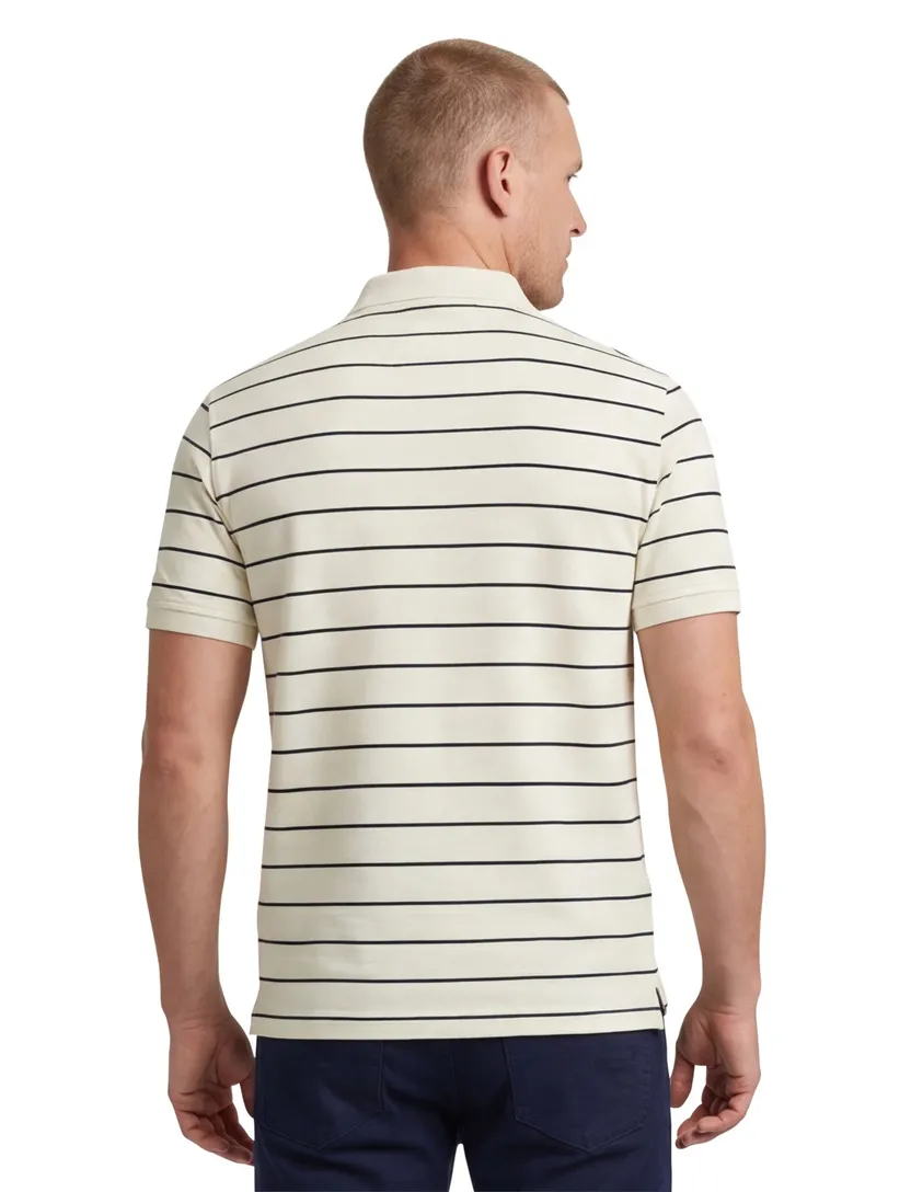 Gant polo creme zwart gestreept katoen pique 2 knoops