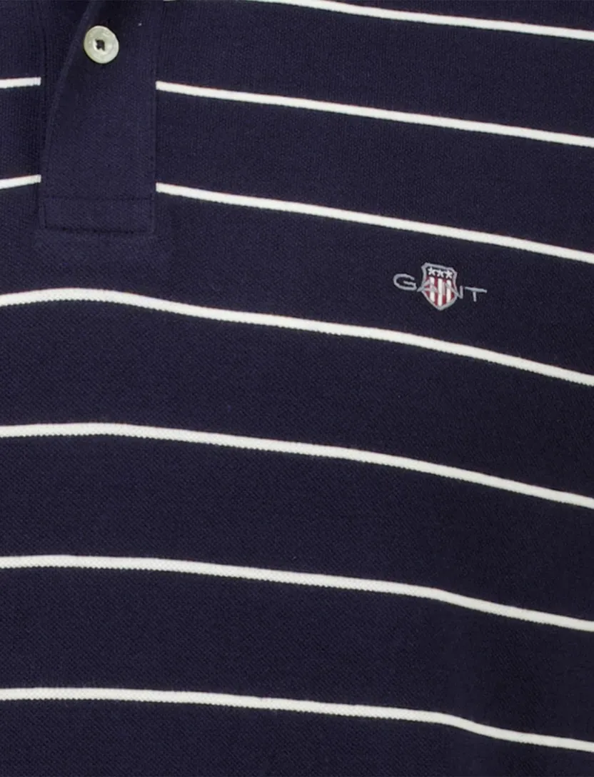 Gant polo donkerblauw gestreept katoen