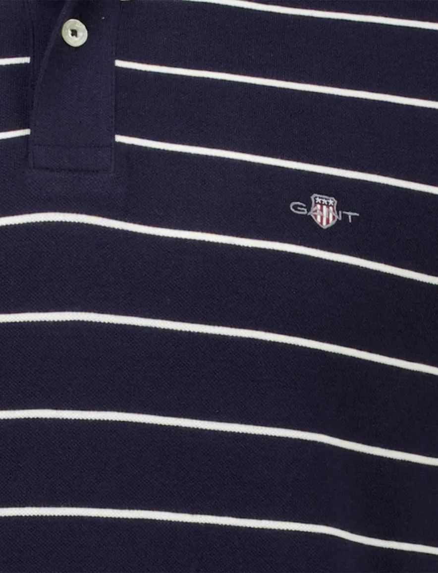 Gant polo donkerblauw gestreept katoen
