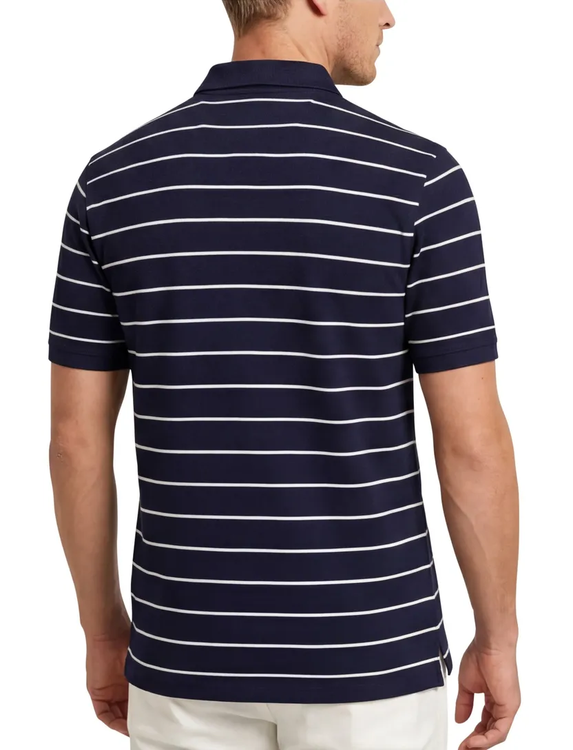 Gant polo donkerblauw gestreept katoen