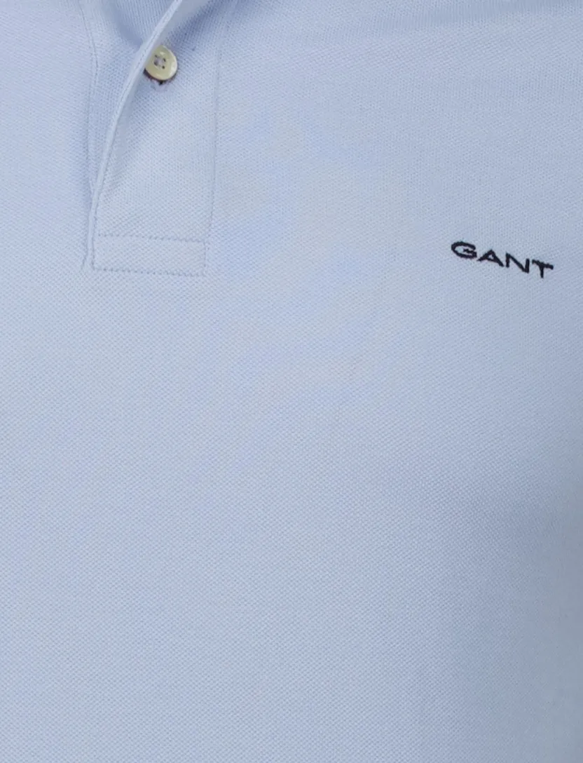 katoenen Gant poloshirt lichtblauw effen normale fit
