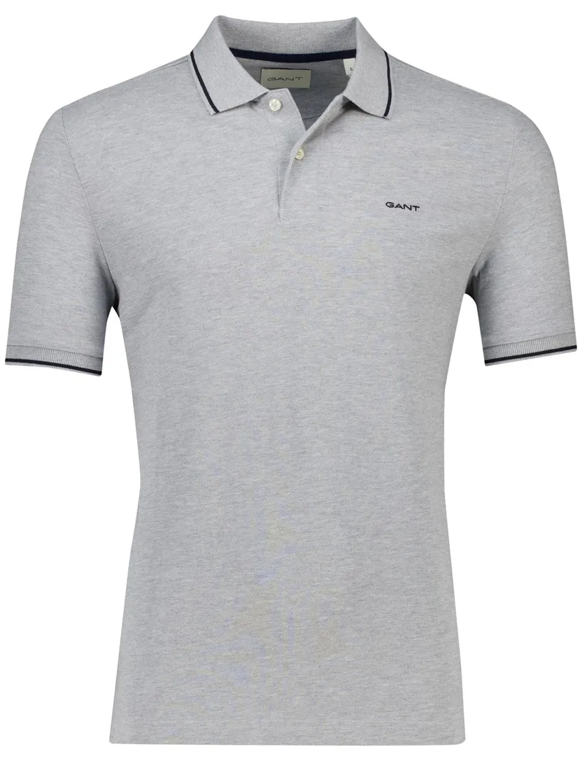 Gant Tipping korte mouw polo grijs pique