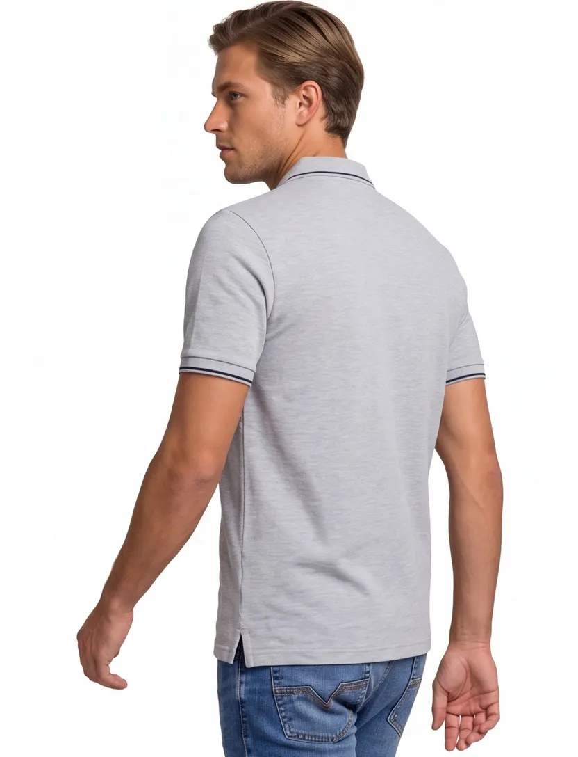 Gant Tipping korte mouw polo grijs pique