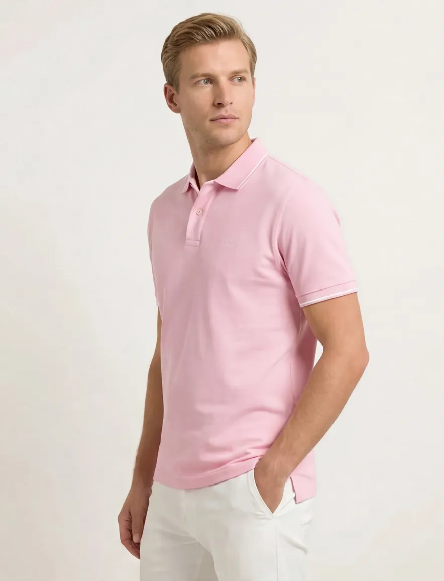 Gant Tipping polo roze pique katoen