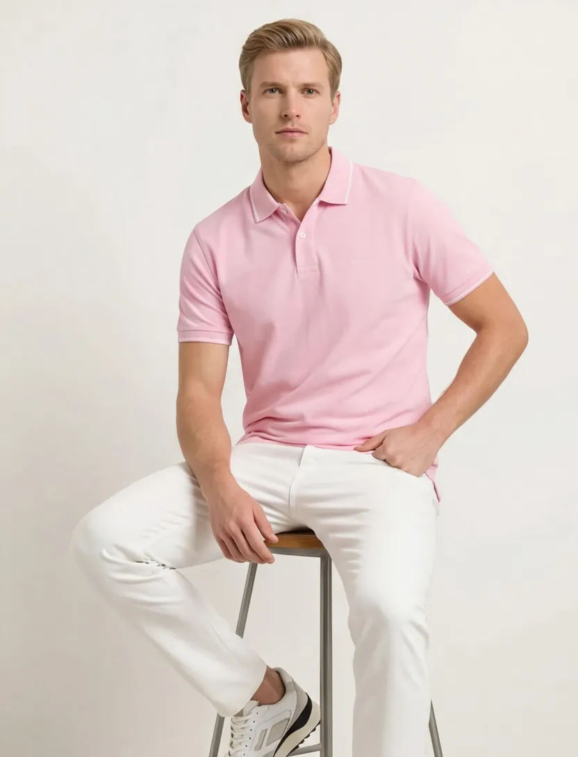 Gant Tipping polo roze pique