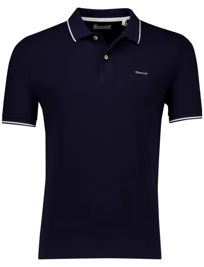 Gant Gant poloshirt pique donkerblauw katoen korte mouw
