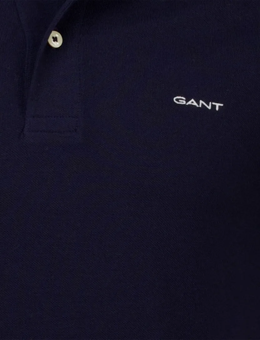 Gant poloshirt pique donkerblauw katoen 2-knoops