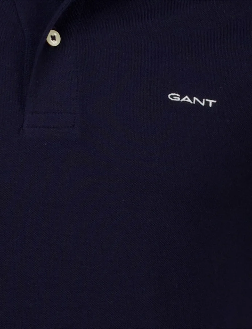 Gant poloshirt pique donkerblauw katoen korte mouw