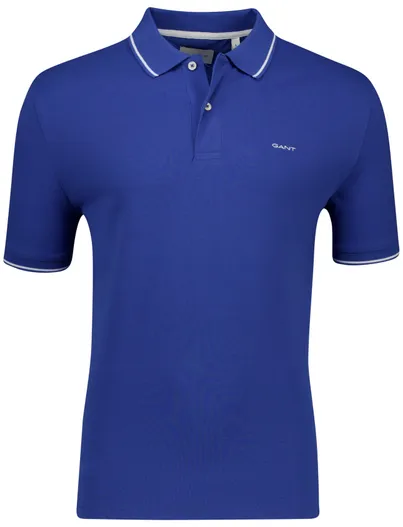 Gant Gant polo blauw pique korte mouw