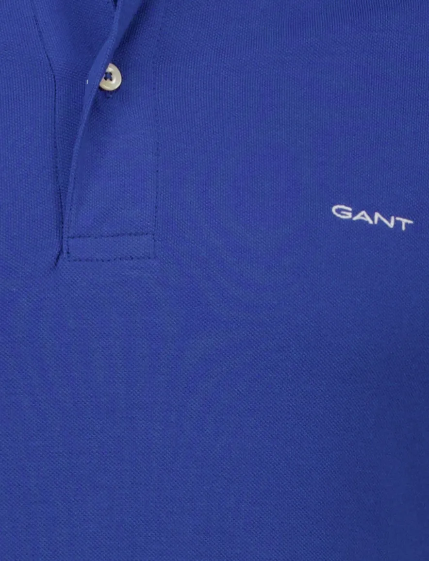 Gant polo blauw pique korte mouw