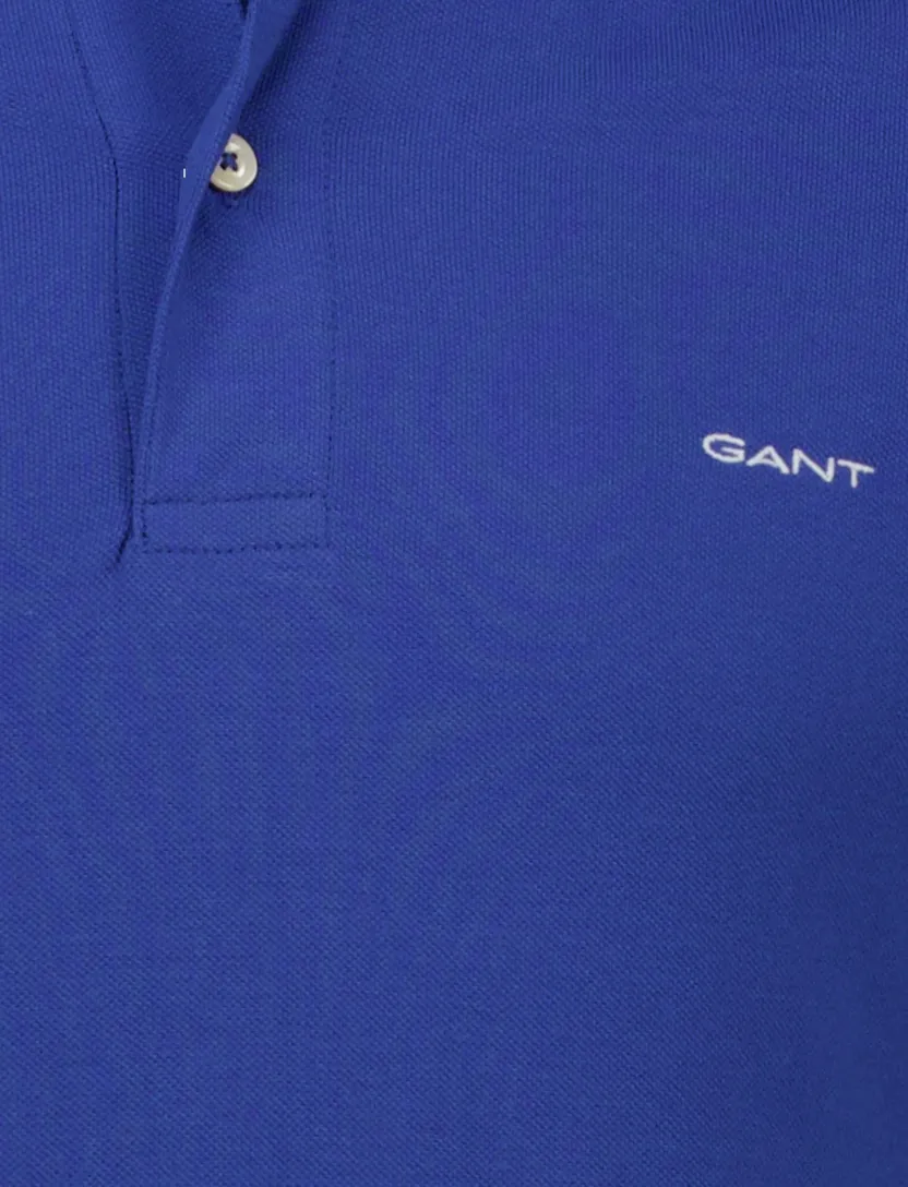 Polo Gant blauw korte mouw normale fit katoen
