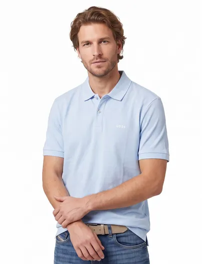 Hugo Boss BOSS Black poloshirt lichtblauw v-hals