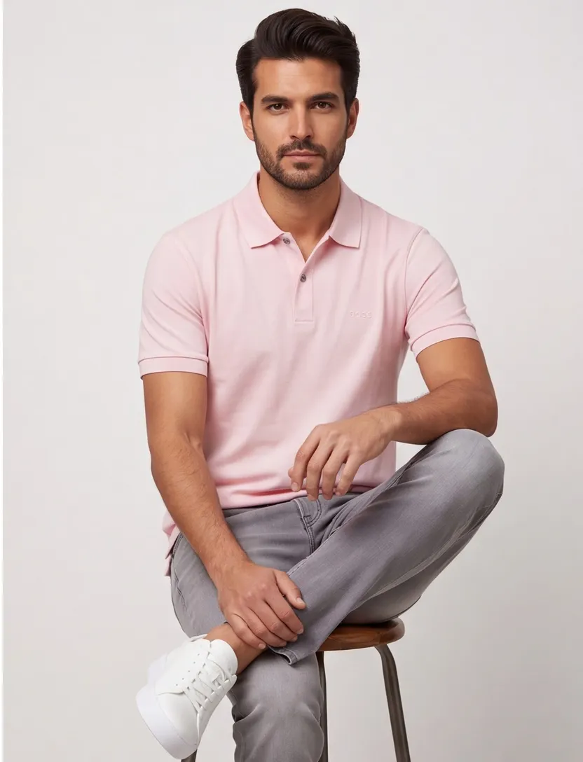 Boss Black Pallas polo roze normale fit