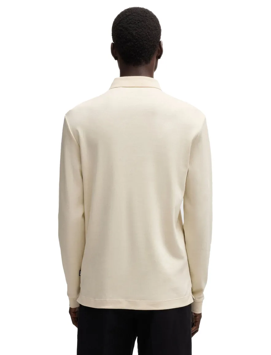 Hugo Boss Black Pado 30 lange mouw polo creme jersey katoen