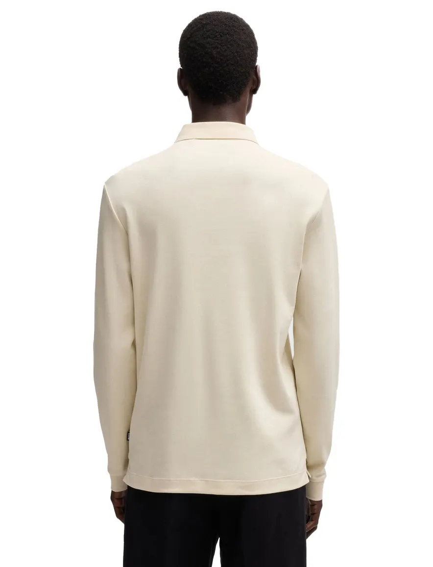 Hugo Boss Black Pado 30 lange mouw polo creme jersey katoen