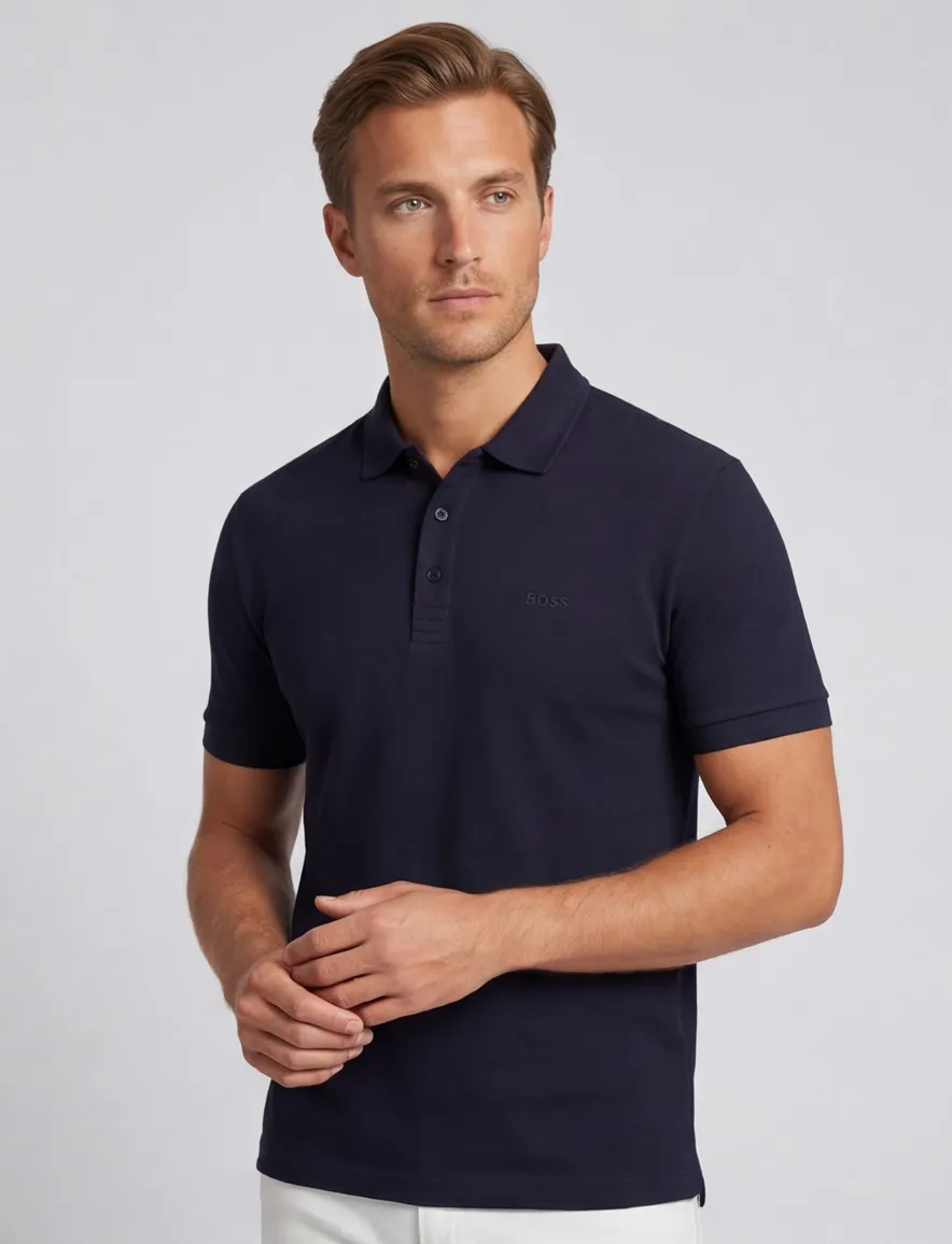 Boss Green poloshirt Paddy navy korte mouw