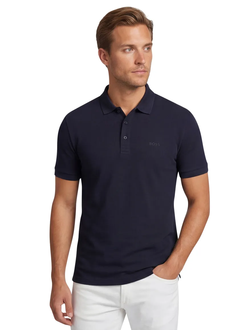 Boss Green poloshirt Paddy navy korte mouw