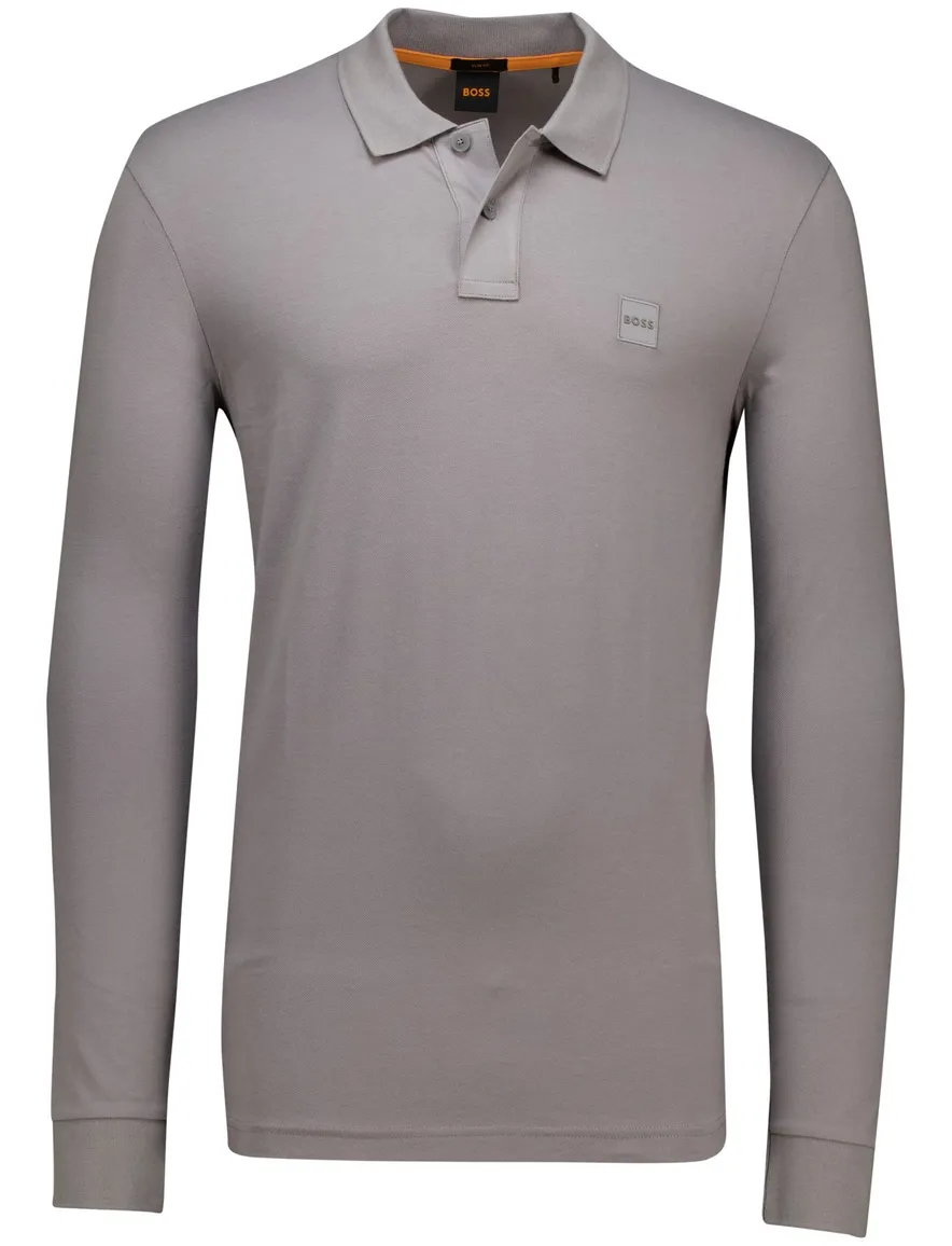 Boss Orange polo lange mouw grijs katoen