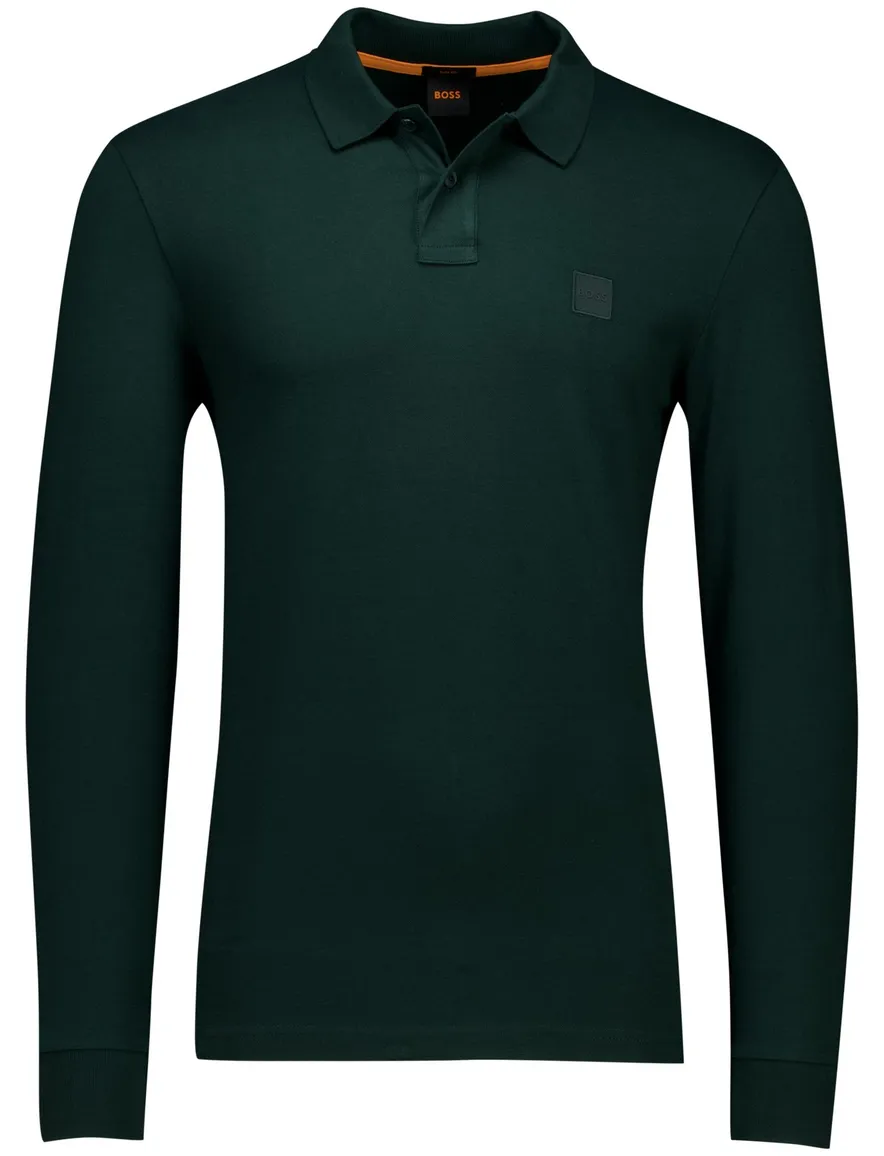 Hugo Boss Passerby polo lange mouwen slim fit donkergroen