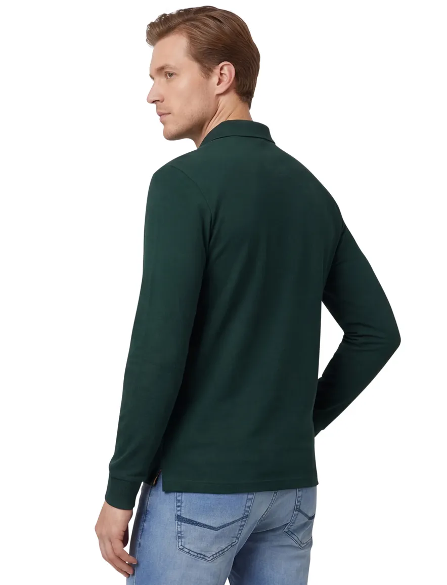 Hugo Boss Passerby polo lange mouwen slim fit donkergroen