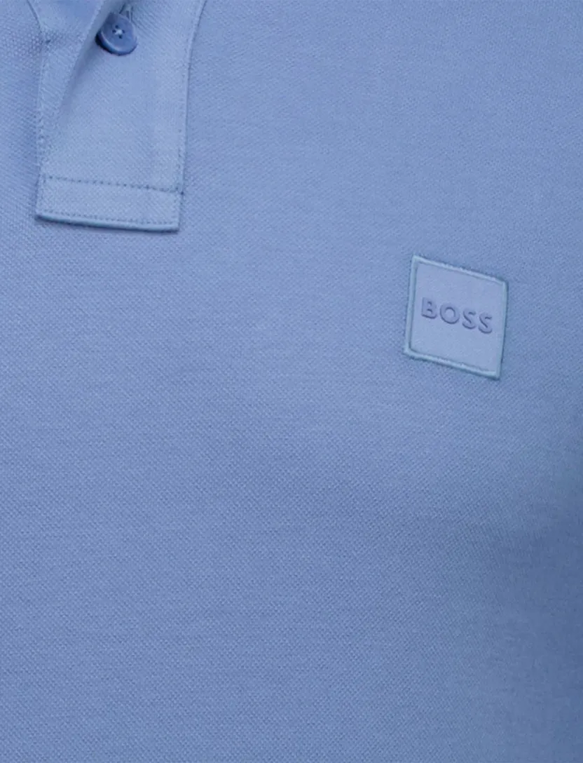 lichtblauwe Hugo Boss Orange Passerby polo lange mouw