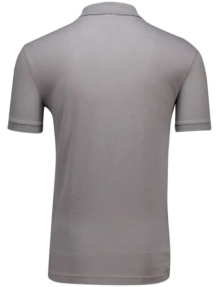 katoenen Boss orange polo grijs effen slim fit