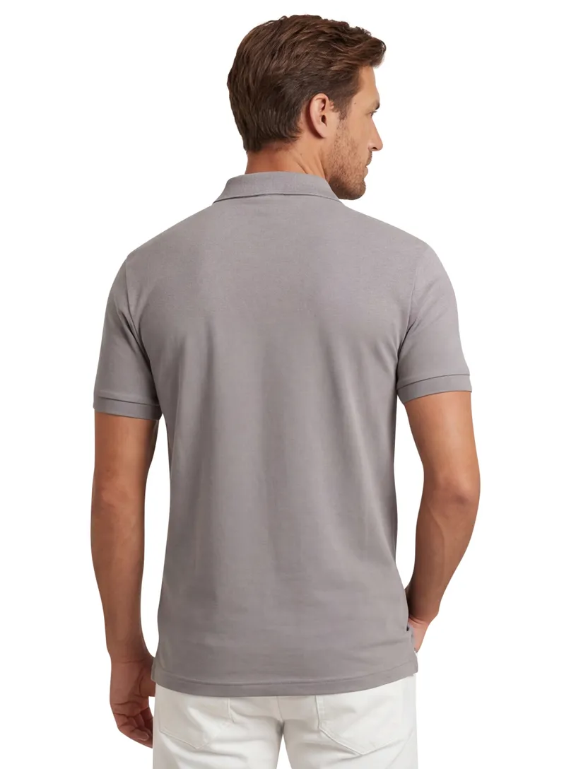 katoenen Boss orange polo grijs effen slim fit