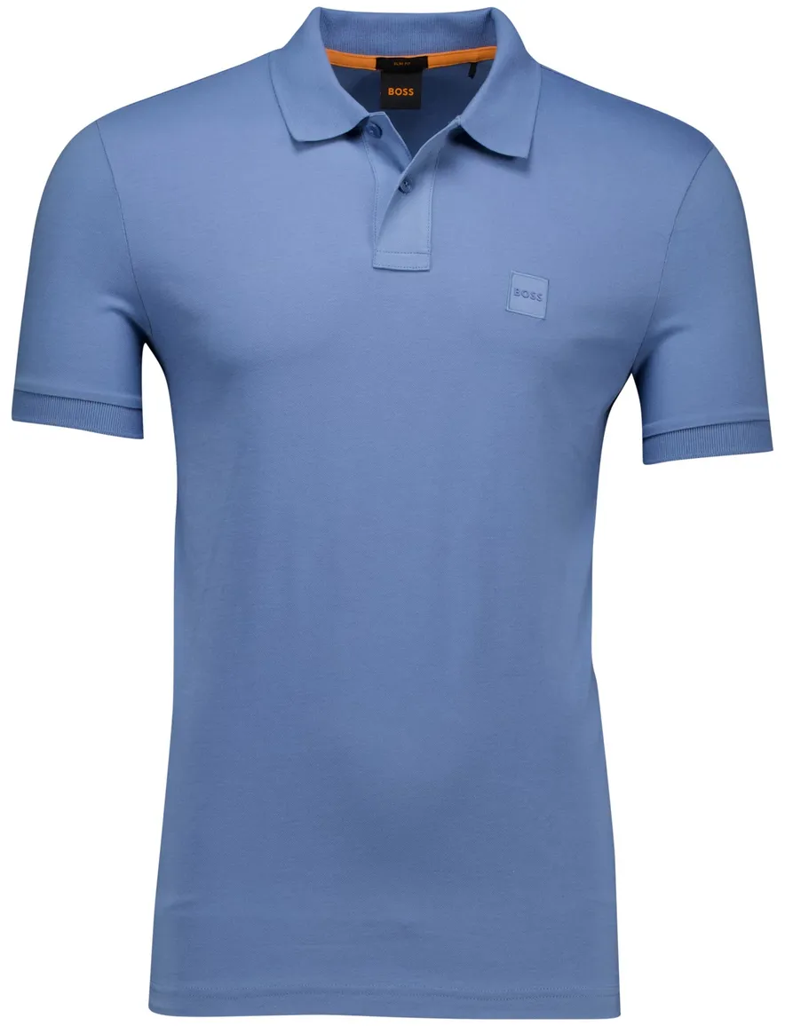 Boss orange blauw polo katoen