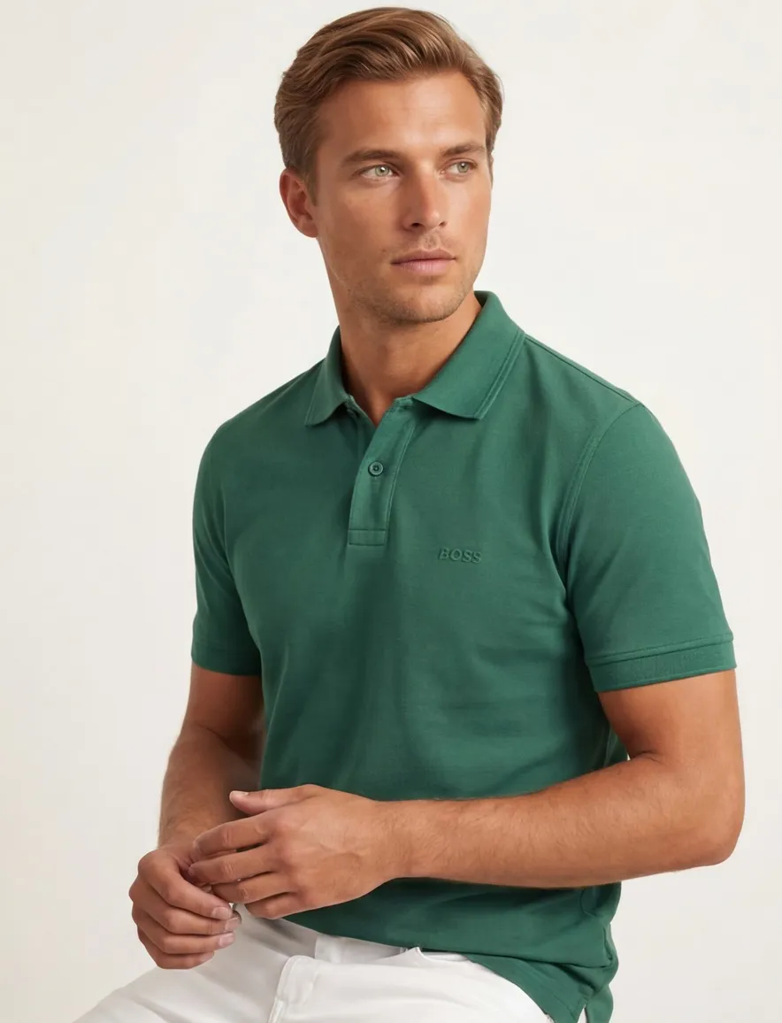 Boss polo groen korte mouw Prime normale fit katoen