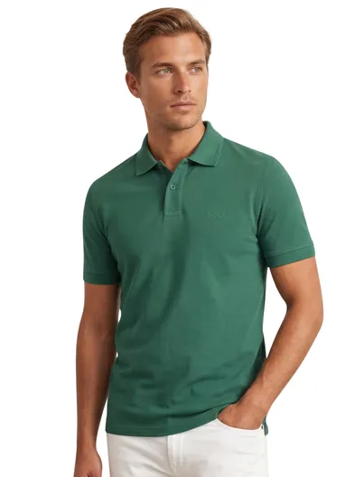 Hugo Boss Katoenen Boss polo groen korte mouw Prime normale fit