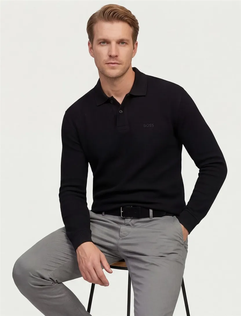 Hugo Boss polo LM Petempestolong zwart pique