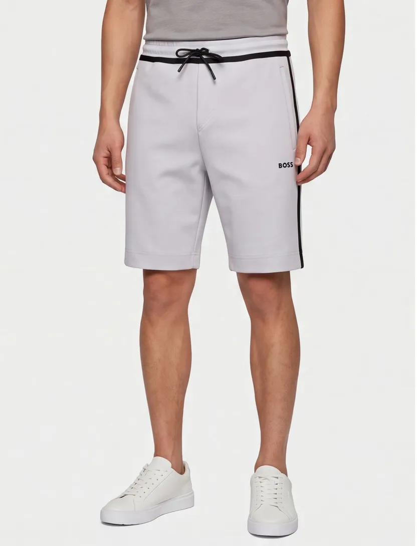 Boss short Headlo jogger grijs effen katoen normale fit