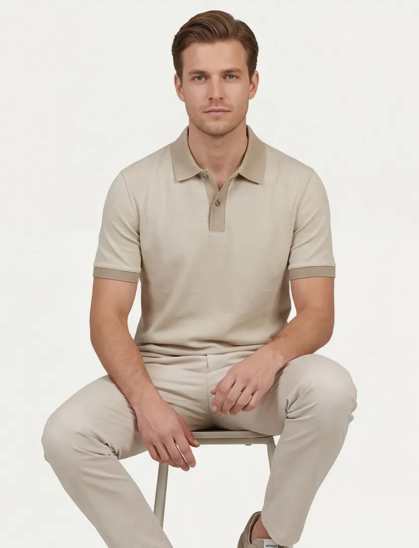 Hugo Boss Black H-Parlay korte mouw polo beige