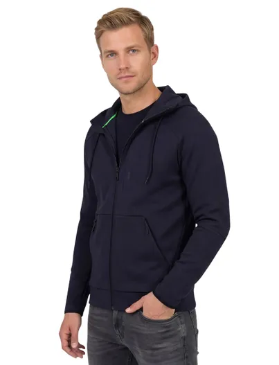 Hugo Boss BOSS Green vest effen donkerblauw met capuchon