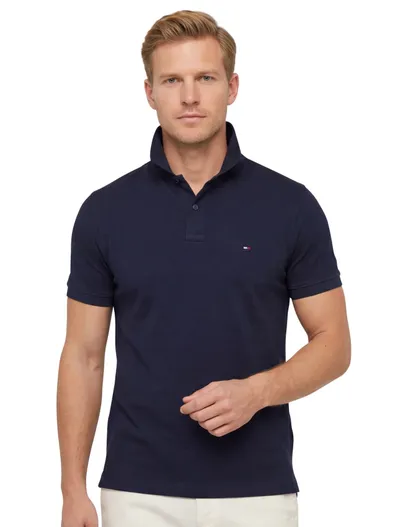 Tommy Hilfiger Tommy Hilfiger polo donkerblauw 2-knoops donkerblauw