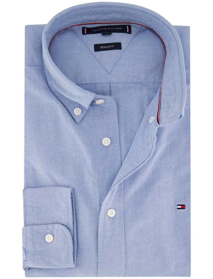 Tommy Hilfiger overhemd effen blauw button-down