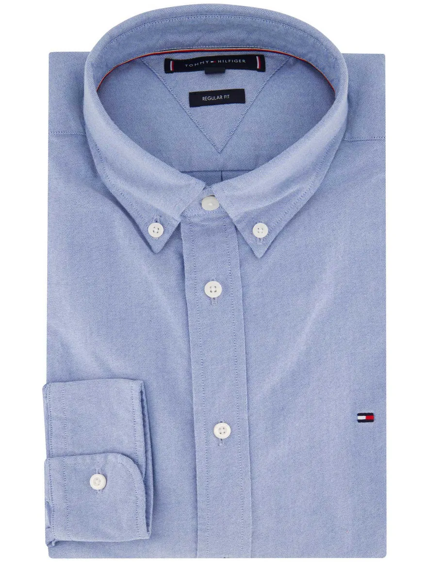 Tommy Hilfiger overhemd effen blauw button-down