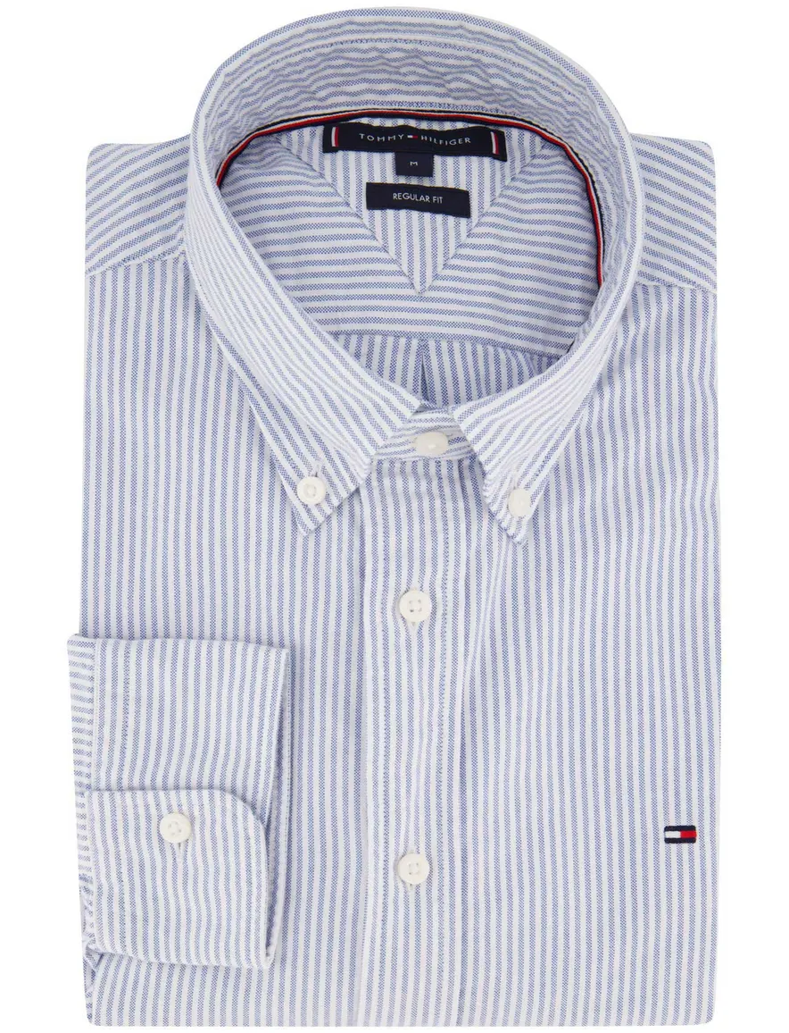 Blauw wit gestreept Tommy Hilfiger overhemd