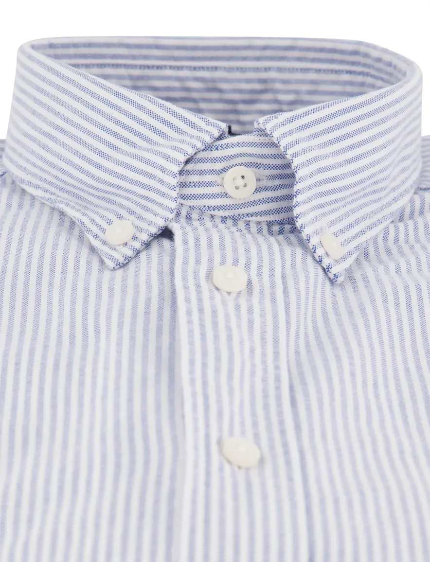 Blauw wit gestreept Tommy Hilfiger overhemd katoen