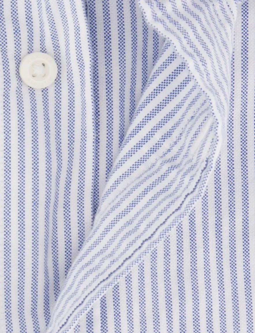 Blauw wit gestreept Tommy Hilfiger overhemd katoen