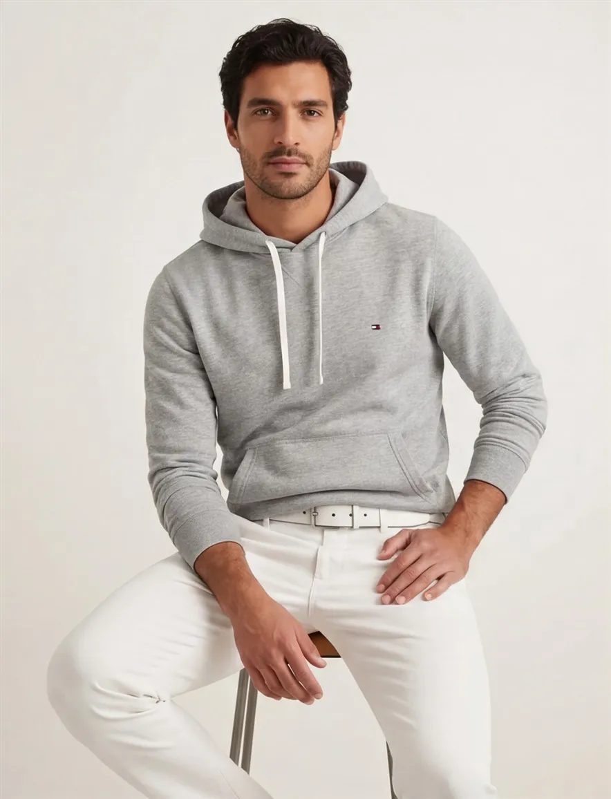 Tommy Hilfiger hoodie grijs katoen
