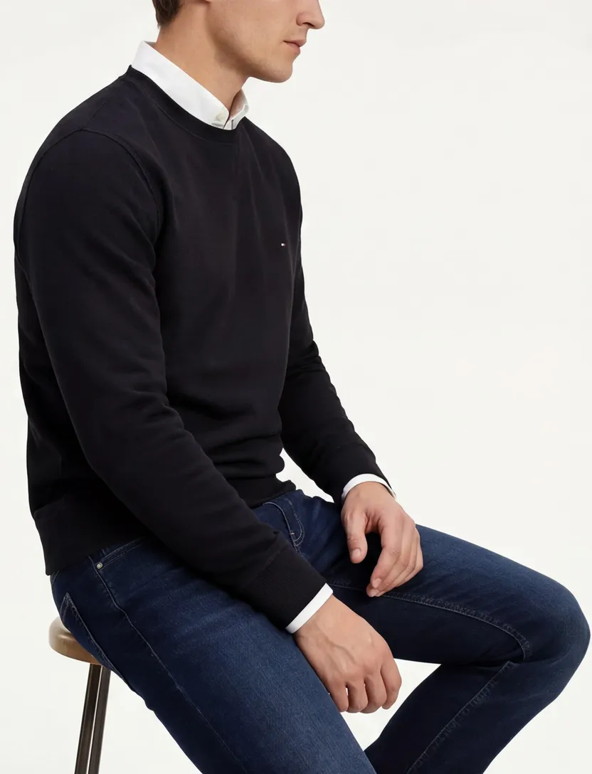 Tommy Hilfiger sweater zwart effen