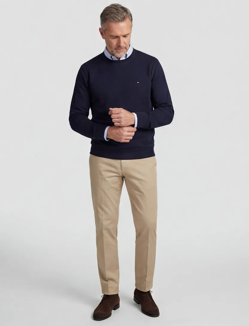 Tommy Hilfiger sweater donkerblauw fleece katoen
