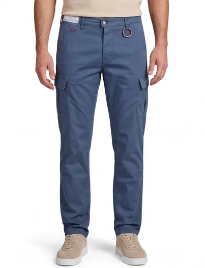 Tramarossa Tramarossa cargo broek blauw effen katoen