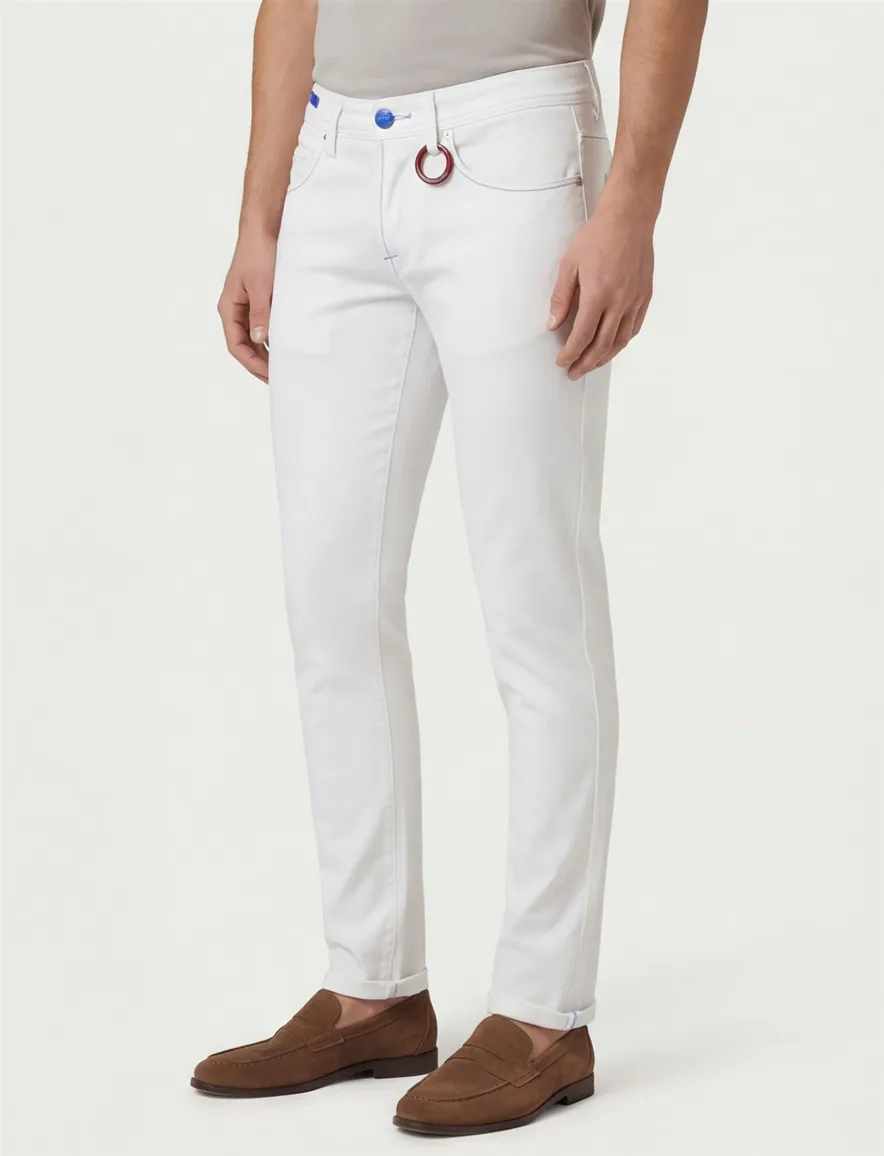 Tramarossa Leonardo 5-p pantalon sneeuw wit effen slim fit denim