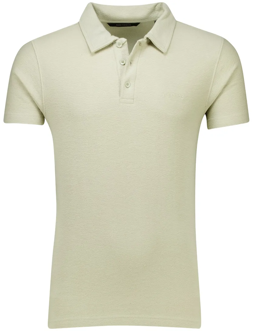 Airforce Woven polo beige korte mouw katoen