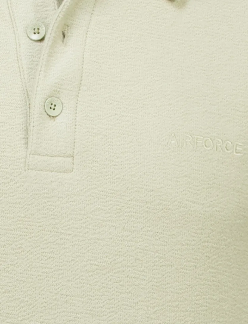 Airforce Woven polo beige korte mouw katoen