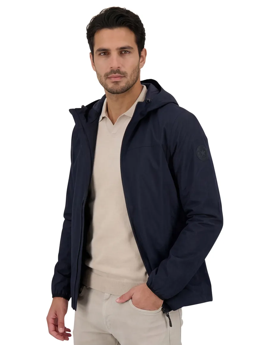Airforce zomerjas donkerblauw effen slim fit katoen