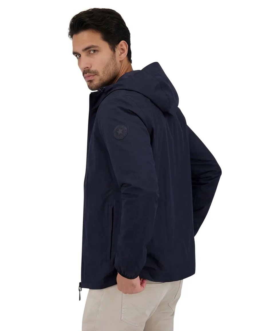 Airforce zomerjas donkerblauw effen slim fit katoen